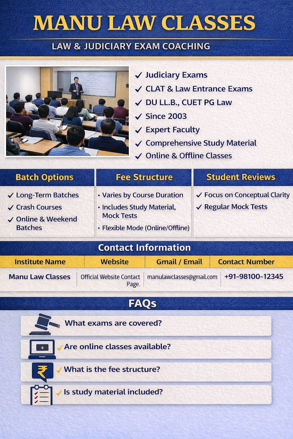 Manu Law Classes