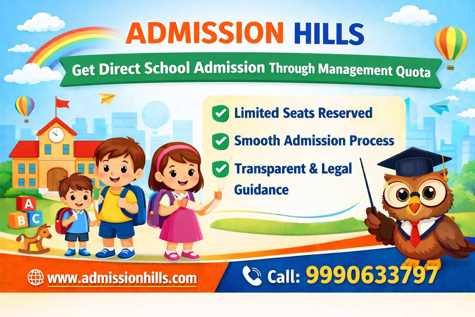 ADMISSION HILLS – Get Direct School Admission Through Management Quota