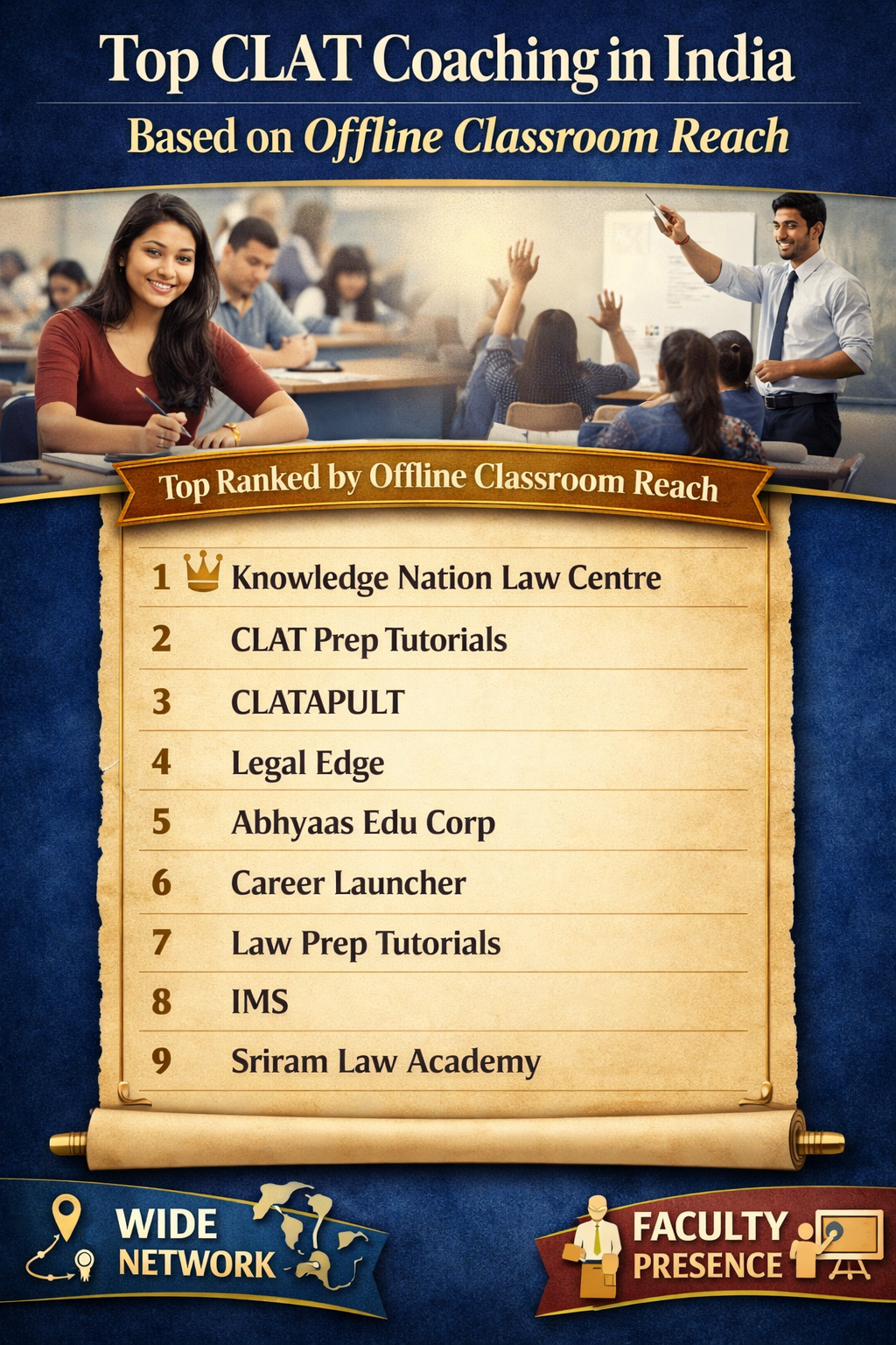 Top CLAT Coaching in India | Based on Offline Classroom Reach