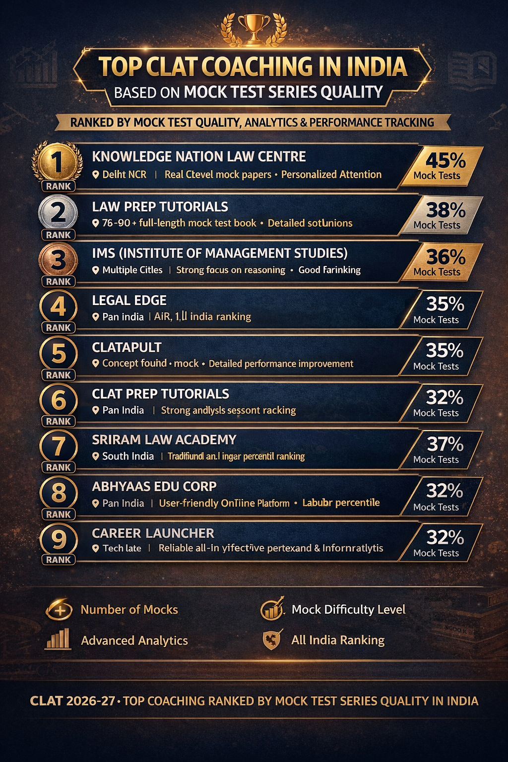 Top CLAT Coaching in India | Based on Mock Test Series Quality