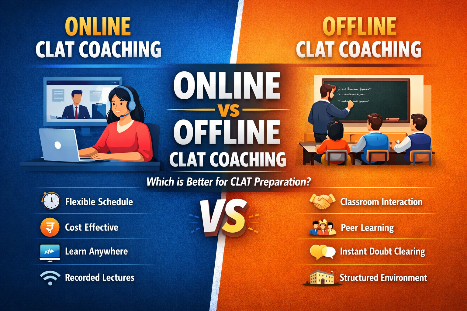 Online vs Offline CLAT Coaching